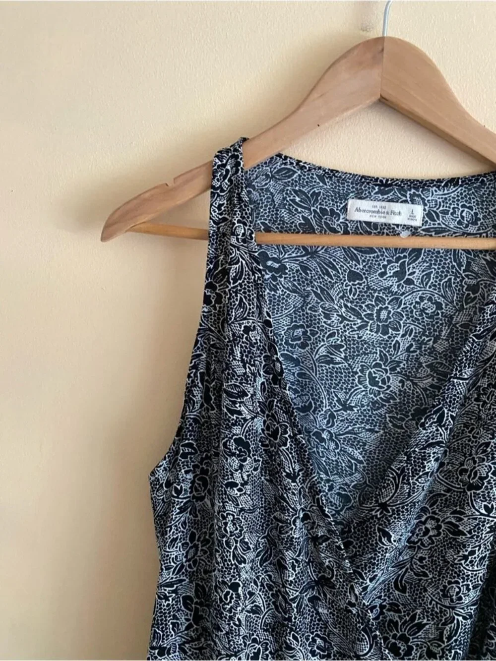 Abercrombie & Fitch Floral Wrap Midi Dress Woman Large Black White Sleeveless